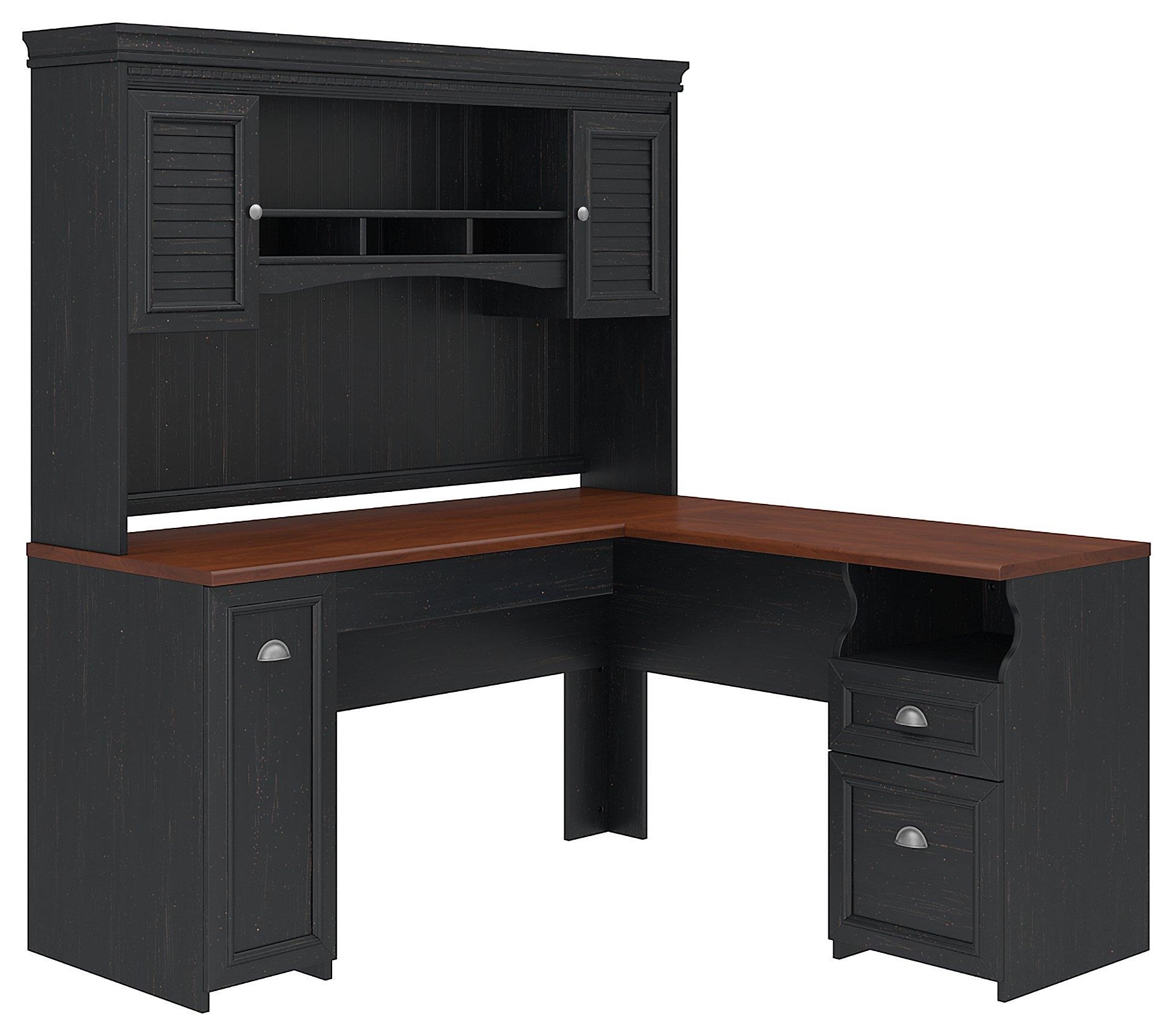 Bush Fairview FV004AB L Shaped Desk with Hutc Value City Furniture